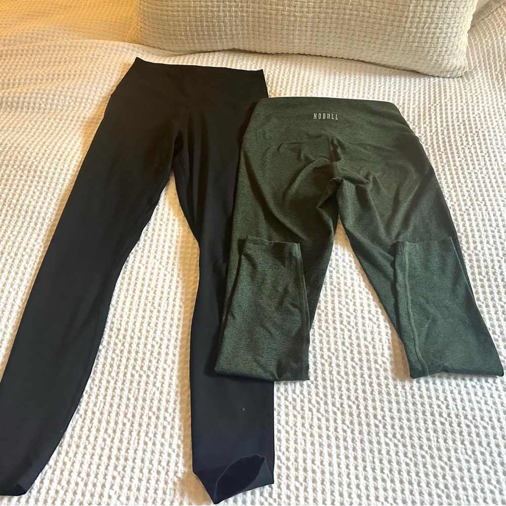 NOBULL Womens Black and Heather Green Leggings